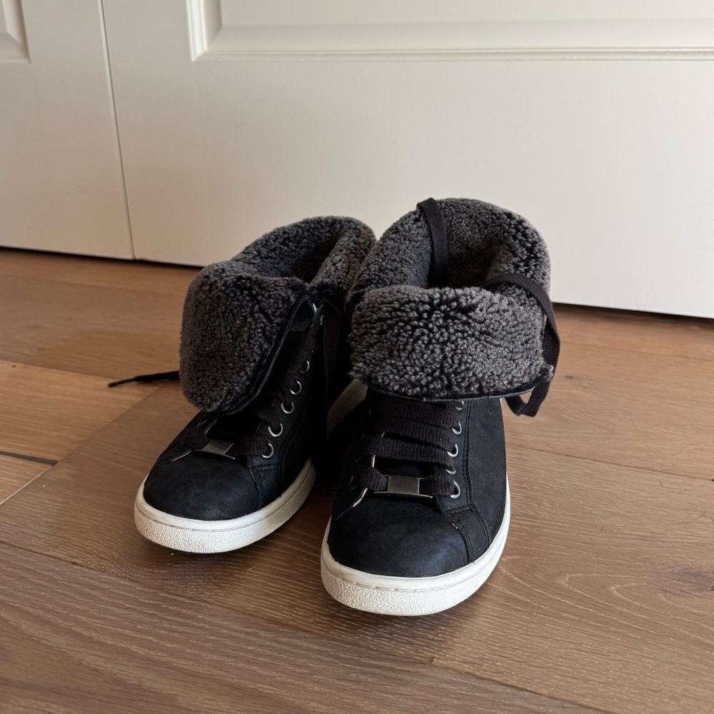 UGG Fur Fold Over High Top Sneakers